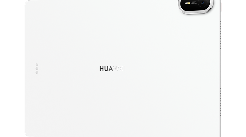 Beyaz Huawei MatePad Air tabletin arka görünümü